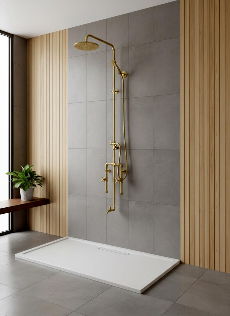Handcrafted Industrial Brass Shower System