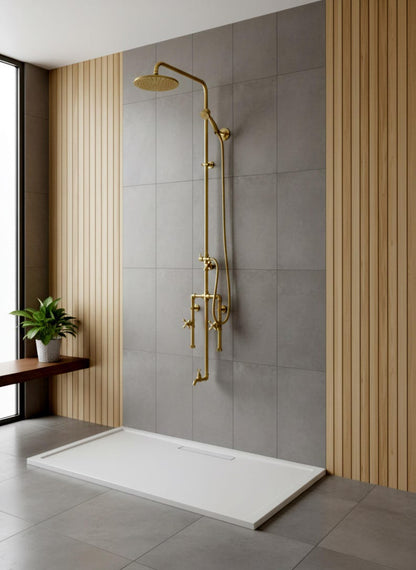Handcrafted Industrial Brass Shower System
