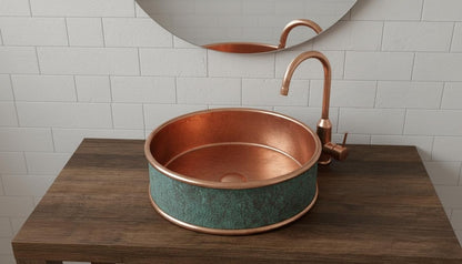 Round Hand-Hammered Copper Vessel Sink