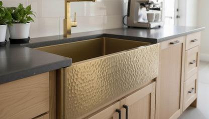 Modern Smooth Brass Apron-Front Sink in Satin Gold