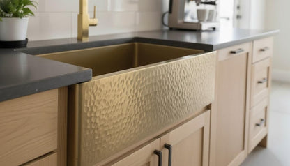 Modern Smooth Brass Apron-Front Sink in Satin Gold