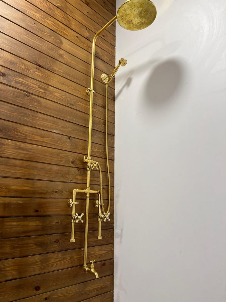 Handcrafted Industrial Brass Shower System