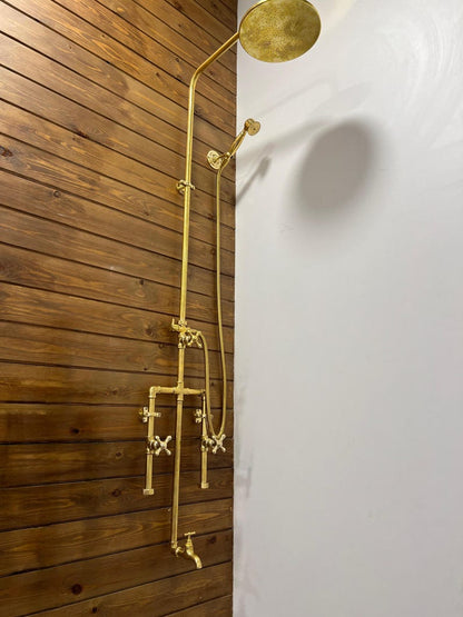 Handcrafted Industrial Brass Shower System