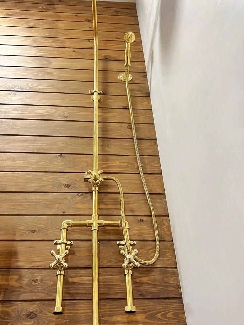 Handcrafted Industrial Brass Shower System