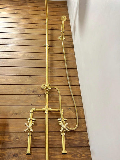 Handcrafted Industrial Brass Shower System