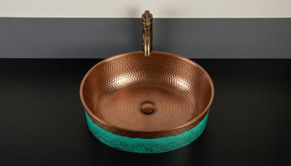 Oval Copper Sink with Emerald Verdigris