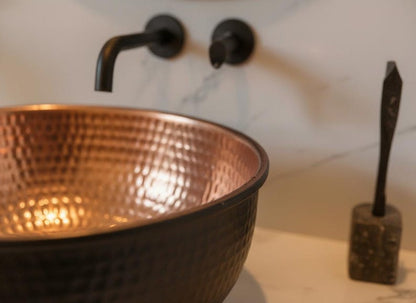 Handmade Black Hammered Copper Vessel Sink