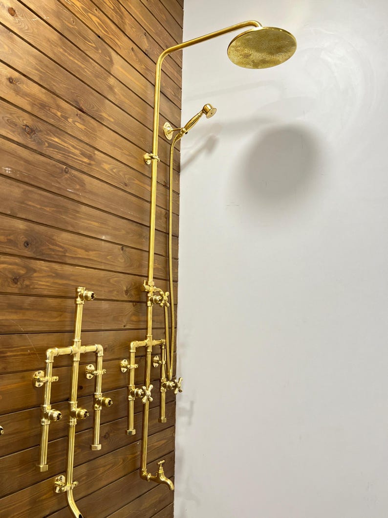 Handcrafted Industrial Brass Shower System