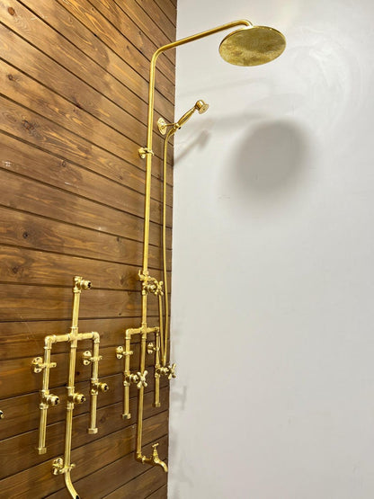 Handcrafted Industrial Brass Shower System