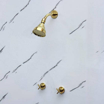 Unlacquered Brass Round Shower System