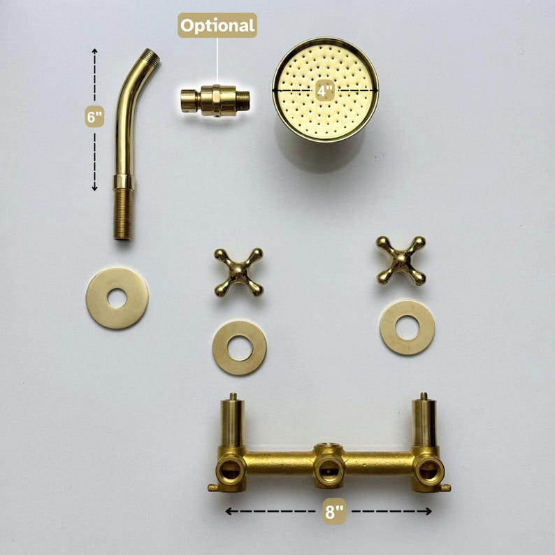 Unlacquered Brass Round Shower System