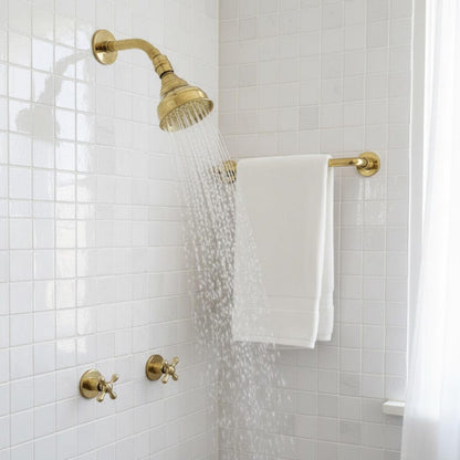 Unlacquered Brass Round Shower System