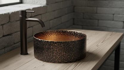 Round Hand-Hammered Vessel Sink