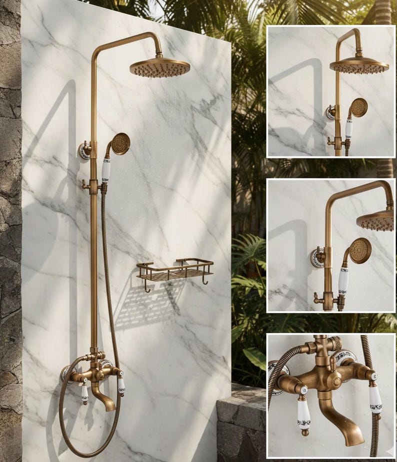 High-Arch Gooseneck Brass Shower Head