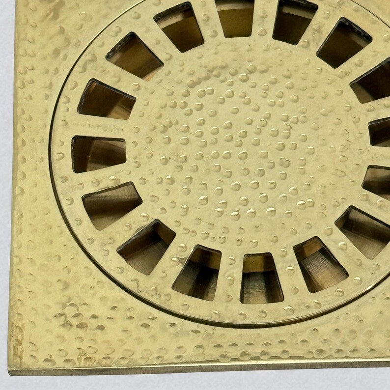Unlacquered Brass Hammered bathroom Drain