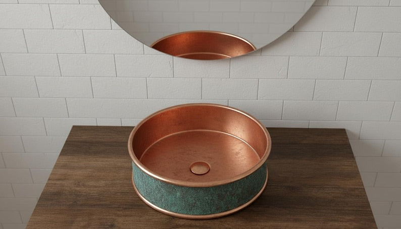 Round Hand-Hammered Copper Vessel Sink