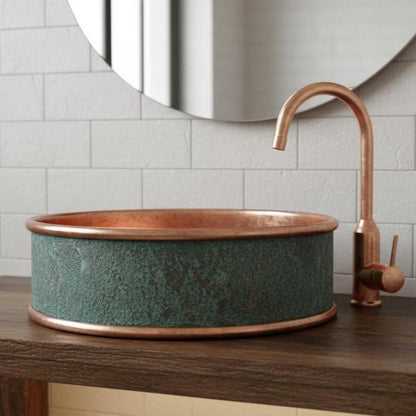 Round Hand-Hammered Copper Vessel Sink