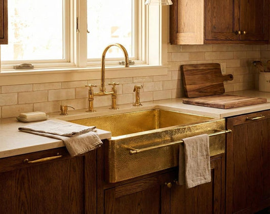 Handcrafted Unlacquered Brass Farmhouse Sink