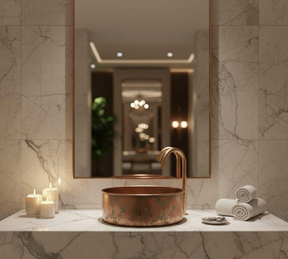Hammered Copper Cylinder Vessel Sink