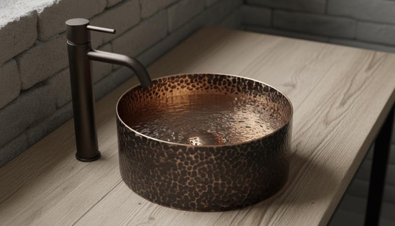 Round Hand-Hammered Vessel Sink