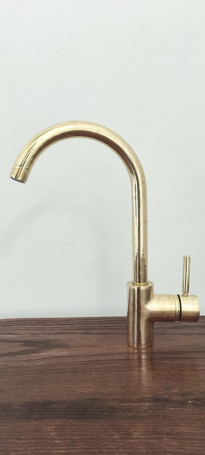 Unlacquered Brass Single-Hole Kitchen Faucet
