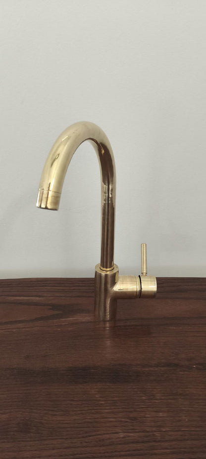 Unlacquered Brass Single-Hole Kitchen Faucet