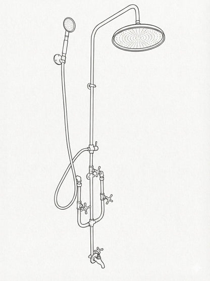 Unlacquered Brass Exposed Rain Shower System