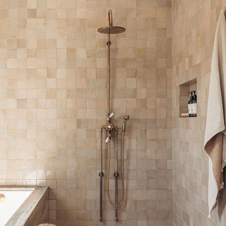 Antique Brass Exposed Shower System