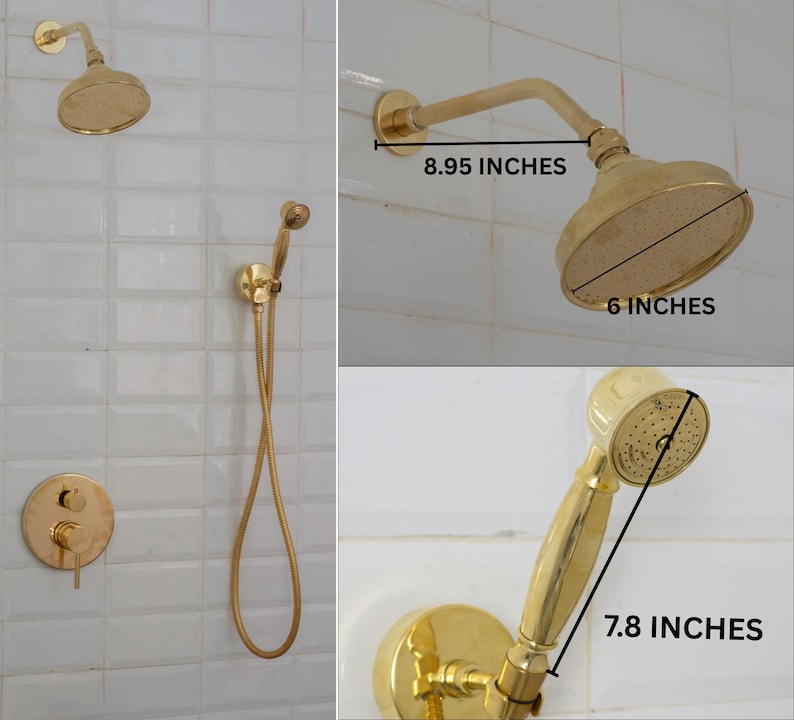 Luxury Minimalist Unlacquered Brass Shower System