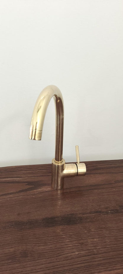 Unlacquered Brass Single-Hole Kitchen Faucet