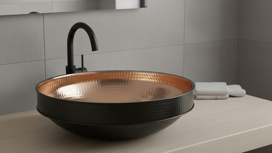 Black & Rose Copper Tiered Vessel Sink