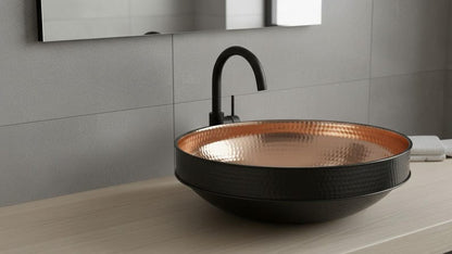 Black & Rose Copper Tiered Vessel Sink