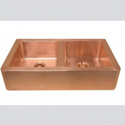 Solid Copper Farmhouse Sink – Double-Bowl
