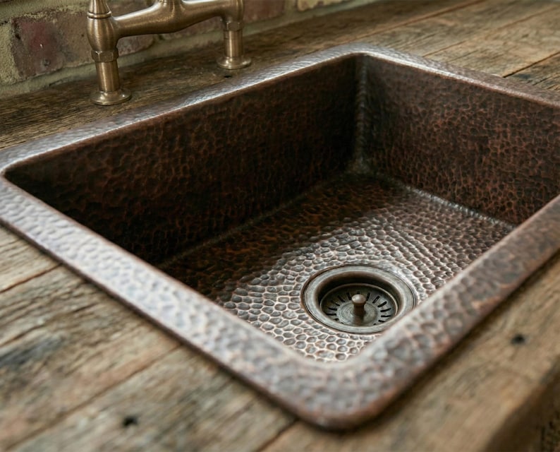 Hand-Hammered Antique Copper Inset Sink