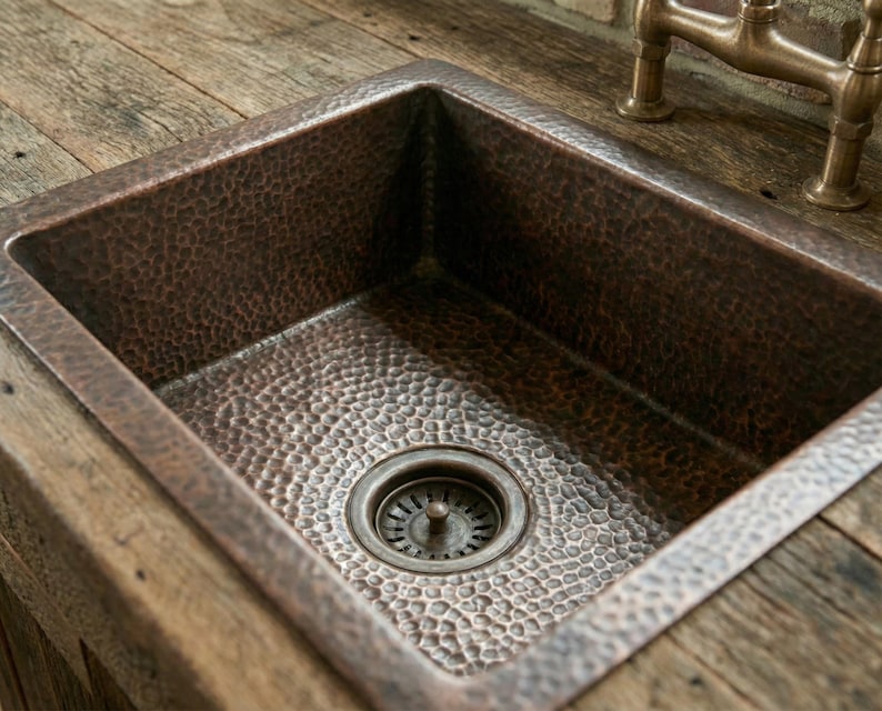 Hand-Hammered Antique Copper Inset Sink
