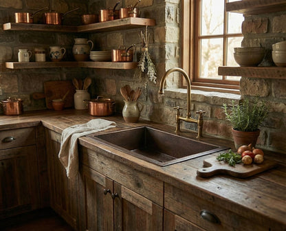 Hand-Hammered Antique Copper Inset Sink