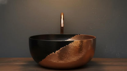 Two-Tone Hammered Copper Vessel Sink