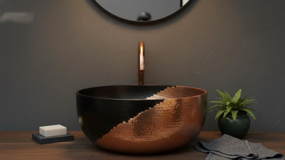 Two-Tone Hammered Copper Vessel Sink