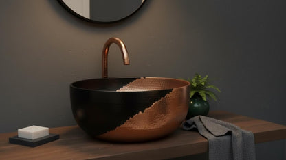 Two-Tone Hammered Copper Vessel Sink