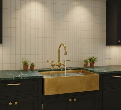 Brushed Gold Apron-Front Farmhouse Sink