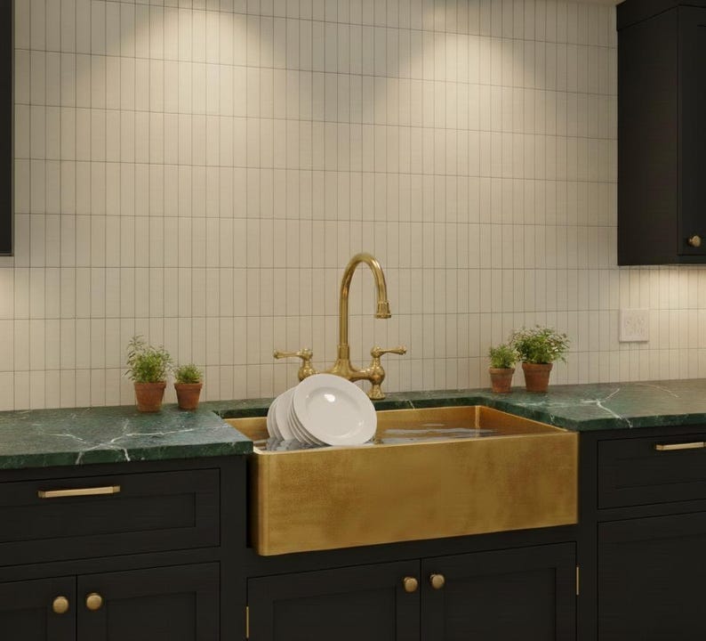Brushed Gold Apron-Front Farmhouse Sink