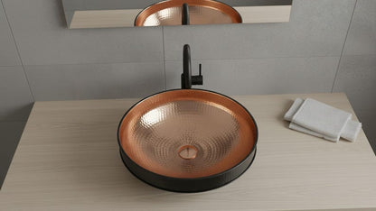 Black & Rose Copper Tiered Vessel Sink