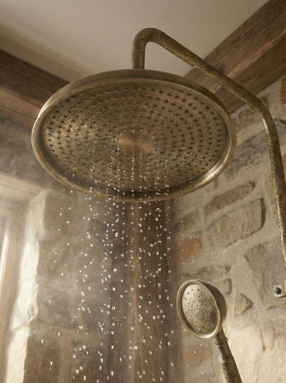 Exquisite Engraved Antique Brass Dual Shower System