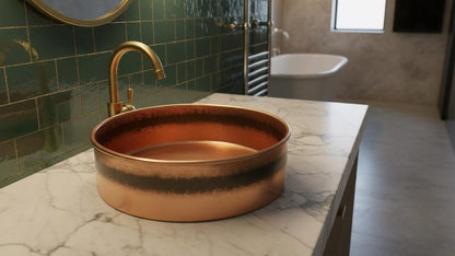 Industrial Banded Copper Vessel Sink