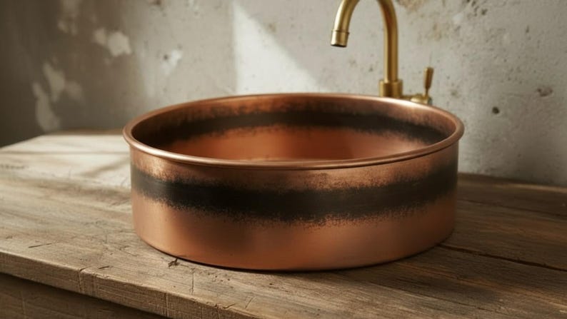 Industrial Banded Copper Vessel Sink