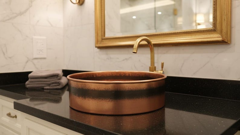 Industrial Banded Copper Vessel Sink