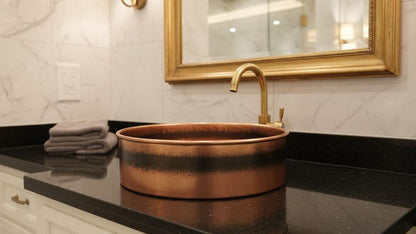 Industrial Banded Copper Vessel Sink