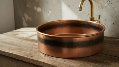 Industrial Banded Copper Vessel Sink