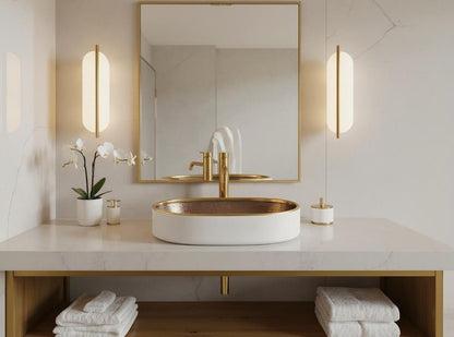 Modern Oval Vessel Sink in Matte White.