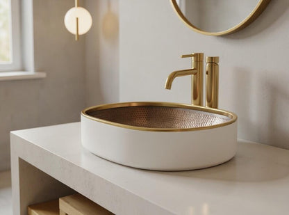 Modern Oval Vessel Sink in Matte White.